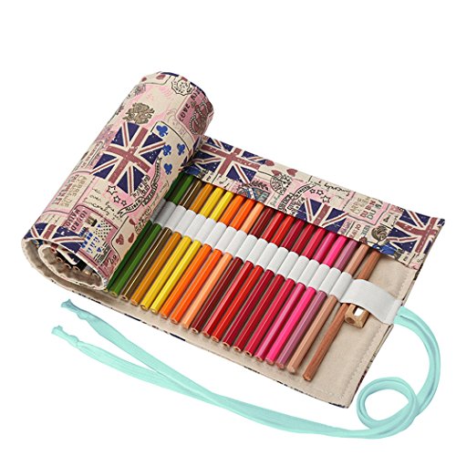 Abaría - Bolso para lápices, Grande Estuche Enrollable para 72 lapices Colores, portalápices de Lona, Bolsa Organizador lápices para Infantil Adulto, Bandera 72