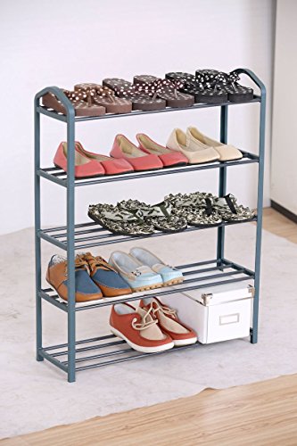 Metall Schuhregal mit 5 Etagen - für bis zu 15 Paar Schuhe - Stabile Schuhablage
