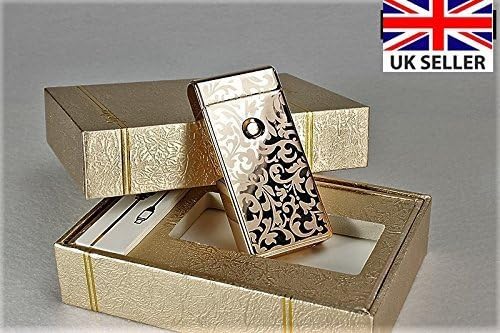 Windproof Flameless Lighter, GEMX Double Arc Electronic Lighter, Usb Rechargeable, Cigarette Lighter, Candle Lighter (Gold)
