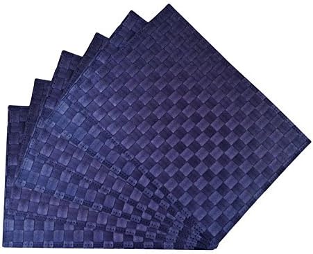 Place Mats, Washable Table Mats, Heat Resistant, Non-slip Placemat, Dining Placemats, PVC Table Mat for Dining Table, Set of 6 Vinyl Kitchen Placemats(6, Navy)