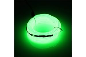 Kmruazre 3m/9ft EL Draht Neonlicht Flexible Tragbare Licht Neonröhre Beleuchtung EL Draht Pack Treiber Hohe Helligkeit für Weihnachten Party Dekoration Hochzeit Pub (Fluoreszierend Grün)