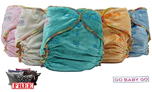 Washable Bamboo Nappies All in 2 Pieces 7 + 7 + Einfügungen Free Wet Bag