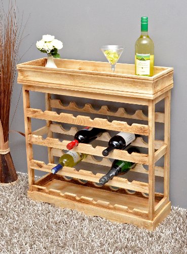Weinregal Hellbraun Shabby Look 24 Flaschen Flaschenregal Holz Wein Regal Board - 3