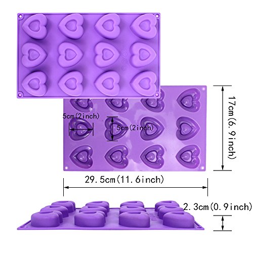 Tomnk Silikon Seifenform Kuchenform 15 Hohlraum (Oval) oder 12 Hohlraum (Herzform) für Handgefertigt DIY , 100 Taschen kostenlos - 4