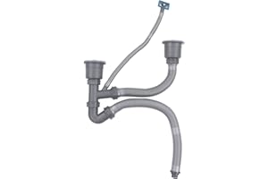 Natudeco Kit Desague de Tubería Doble para Fregadero Universal, Taza Interior de Acero Inoxidable, Sifon Doble Fregadero de Escurridor Adecuado para El Hogar, Cocina, Drenaje Rápido