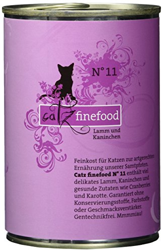 catz finefood N° 11 Lamm & Kaninchen Feinkost Katzenfutter nass, verfeinert mit Cranberries & Karotte, 6 x 400g Dosen