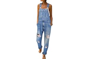 Onsoyours Tuta di Jeans Donna Tuta di Jeans Tuta Salopette di Jeans Slim Tuta Salopette Pantaloni Denim Pantaloncini Dungarees Senza Maniche Tute Casual
