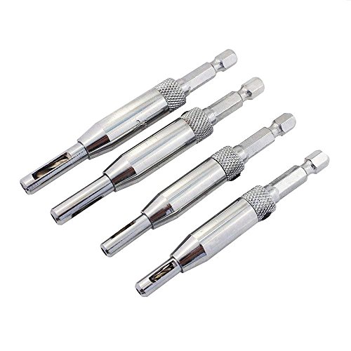 Gasea 4pcs Door Cabinet Self Centering Hinge Drill Bits Set Window Woodworking Puncher Hole Drilling Tool 5/64”, 7/64”, 9/64”, 11/64”