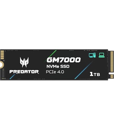 Acer Predator SSD 1TB PCIe Gen4x4 M.2 4点 Acer Predator GM7 1TB SSD : M.2 2280 PCIe Gen 4 x4 NVMe 2.0