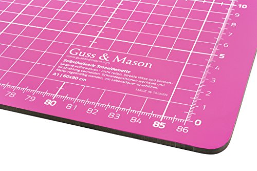 Selbstheilende Schneidematte A1 in Pink, Blau, Grün. Perfekt zum Nähen, Basteln und Patchworken. 90×60 beidseitig bedruckt. cm und inch Angabe - 2