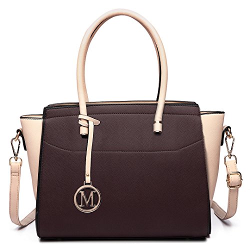 Miss Lulu Grande Bolso de Mujer de Moda Bolso de Mano Hombro en Imitacion Piel