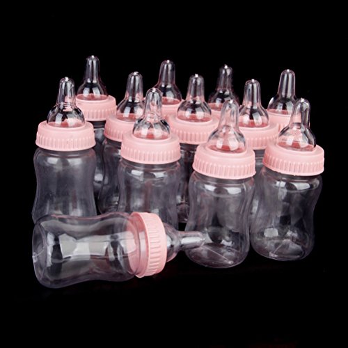 Tinksky Baby Shower Nuckelflasche Candy Box Mini Candy Flasche-Baby-Dusche-Geschenk-Box,12pcs (rosa) - 5