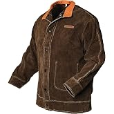 YESWELDER Leather Welder Jacket Welder Jackets for Men and Women Heat and Flame Resistant Welder Jacket | Protecci&oacute;n antichis