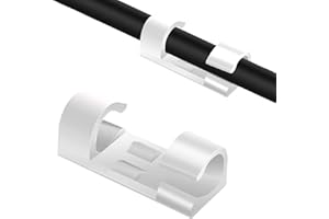 Olakin Grapas de Pared para Cable, Organizador de Cables con Adhesivo, 20 Clips de Cable para Oficina, Casa, TV, USB, Coche y Taller(Blanco)