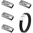 Sixfolo 4 Pcs Stainless Steel Magnetic Clasps,Rectangle Magnetic Jewelry Bracelet Clasps and Closure Converter Magnetic Clasps for DIY Leather Bracelets Jewelry Making(Silver, 8mm)