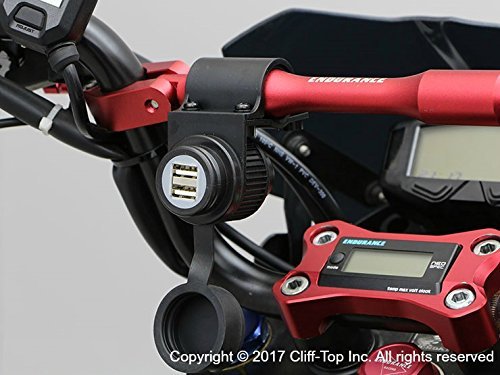 Cliff-TopÂ® Caricatore di potere 3.3 Amp universale del motociclo USB - per il GPS, navigatore satellitare, e Smart Phone, ecc
