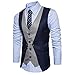 Produktbild VENMO Männer Formal Tweed Check Zweireihige Weste Retro Slim Fit Anzugjacke Weste mit zweireihige Knopfleiste Trenchcoat Herren Parka Jacket Slim Fit Zweireiher Winter Übergangsjacke (Navy, M)