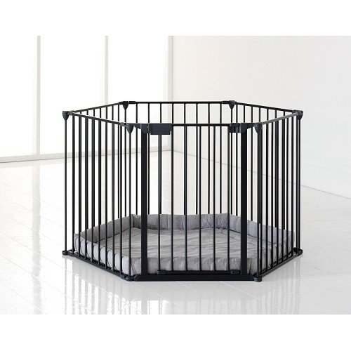 BabyDan BabyDen Play Pen Black with Grey Play Mat
