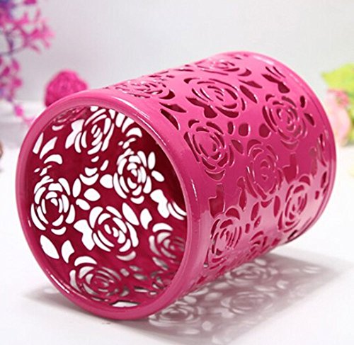 niceeshop(TM) Hollow Out Blume Schreibtisch Stift Organizer Behälter Haus Dekoration,Rosarot - 2