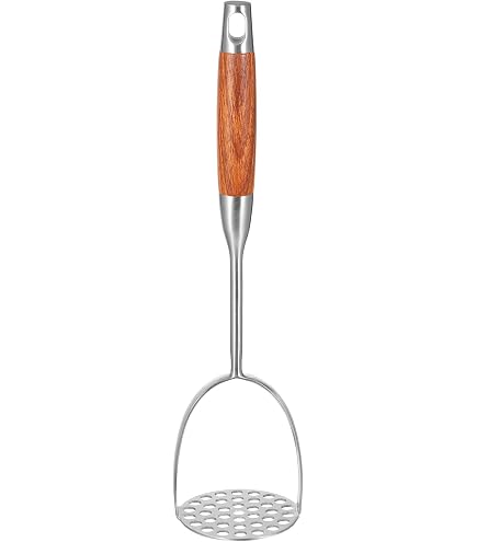 Hemoton Handheld Potato Masher – Stainless Steel Wire Mashing Tool With Wooden Handle For Vegetables & Fruit