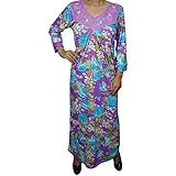 Indiatrendzs Women Hosiery Nighty Embroidered V Neck Floral Maxi Nightwear 42"