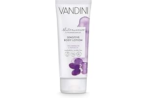 VANDINI Senstitive Body Lotion Femme à la fleur de violette & lait de riz - lotion corps peaux sensibles et délicates - Végan sans silicones, parabènes et huiles minérales (1x 200 ml)