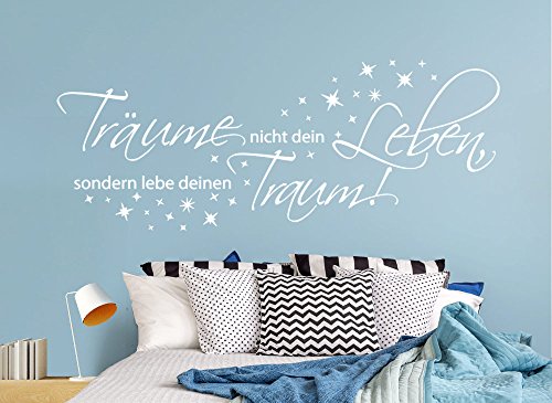 Wandora W1456 Wandtattoo Spruch Träume nicht dein leben, sondern lebe deinen Traum! silbergrau (BxH) 100 x 39 cm - 3