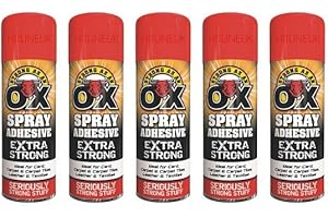 HITLINEUK Spray Adhesive Carpet Glue Spray for Multi Use Card Paper Carpet Foam Fabric Can (5 X 500ml)