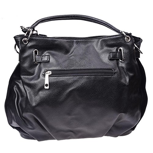 SODIAL(R) Women Girls PU Leather Hobo Handbag Bag Tote Shoulder Cross Body Black New