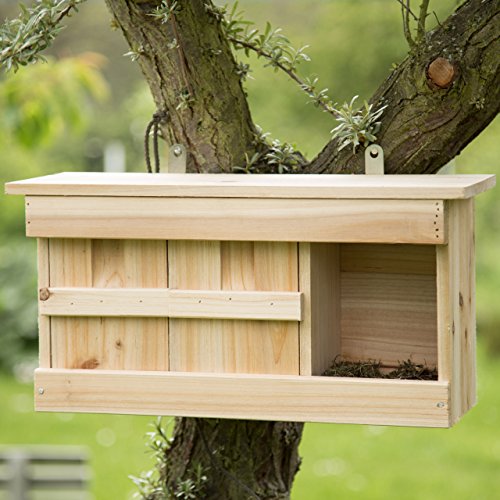 Relaxdays Nistkasten Spatzen, Sperlinge, 3 Nistkammern, Holz, Vogelhäuschen, H x B x T: 21,5 x 43 x 14,5 cm, naturfarben - 2