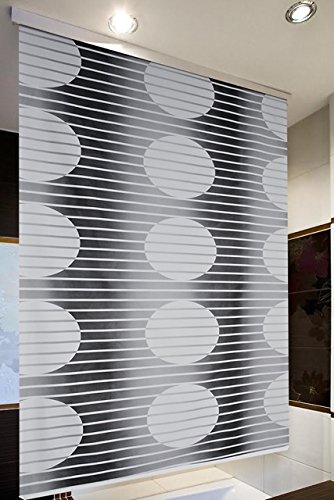 HALB-KASSETTEN DUSCHROLLO 140 cm BREIT MODELL LOCA DUSCHVORHANG SCHWARZ WEISS! SHOWER ROLLO CURTAIN!