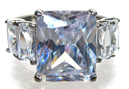 Free Engraving Of Your Choice! Ah! Jewellery Stainless Steel Lab Created Diamonds Ring. Stamped 316. Never Tarnish Guarantee! 12mm Centre Stone. Total Weight 6gr.