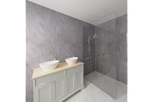 NRG 1m Wide x 2.4m Long x 10mm Large Bathroom Wall Cladding Ceiling PVC Shower Wet Wall Panel Grey Marble Gloss 1PCS