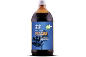 SUCCO DI MAQUI BIO Salugea - 100% Puro e Biologico - Integratore energetico, antiage, antiossidante - Tonico ricostituente per il recupero muscolare - 500 ml - Flacone in vetro scuro farmaceutico