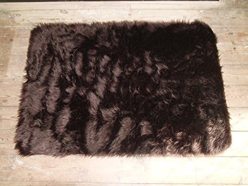 Dark brown faux fur rug (long pile) 100cm x 70cm