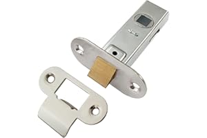 LOOPS 64mm Contract Standard Tubular Latch - Rounded Strike/Forend - Nickel Plated | Standard Interior Door Latch - Forends, Strike Plate, Dust Box and Screws Included