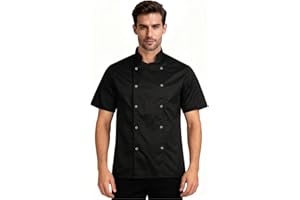 PALLTEX BWOLF Nozomi Veste de Cuisinier Unisexe pour Femme Noir/Blanc Vêtements de Cuisine Professionnels Uniforme à Manches Courtes, Blanc1, XS