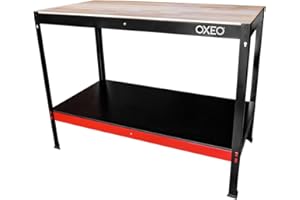 OXEO Etabli d'atelier - Table de travail - 120x60x90cm - Structure Acier - Montage sans Vis - Bricolage Atelier Garage