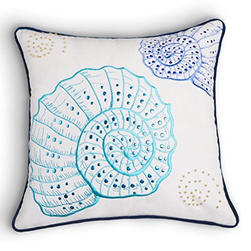 Valery Madelyn Kissenbezug, hochwertige Samt Zierkissenhülle, Seemuschel-Motiv