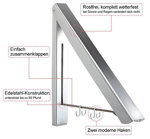 XY Life Kleiderhaken Klappbarer Faltbar Wand hanger haken Kleiderständer Wandhaken Garderobenhaken für kleine Räume, Ecken, Bäder, Silber - 3