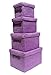 Neon Bright Colours Kids Playroom Toy Box Cupboard Storage Basket + Handle & Lid[Purple,LARGE 32x25x22cm]