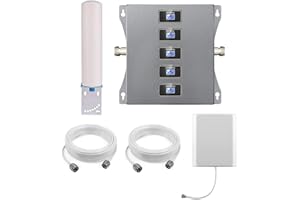KKBSTR Amplificador de Señal Repetidor Señal Movil, 5 Bandas 800/900/1800/2100/2600MHz, Mejorar Tu 2G 3G 4G 5G
