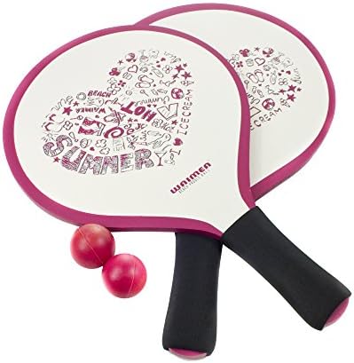 Waimea Beach Bat/Paddle Set with Foam Grip, Mdf, White/Pink/Silver/Black, Universal