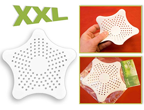 HOMETOOLS.EU – XXL 15x15cm Großes Silikon Abflusssieb mit Saugnäpfen Küche Spüle Spülbecken Krümel Sieb Bad Badewanne Dusche Haare Haarsieb WEISS - 2