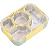 304 &Ccedil;elik 980 ml 4 B&ouml;lmeli &Ouml;ğrenci Ofis Yemek Mama Kabı Sefertası mt182sr