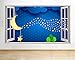 Produktbild tekkdesigns C532 Cartoon Mond Sterne Kinderzimmer Fenster Wand Aufkleber 3D Kunst Aufkleber Vinyl Raum