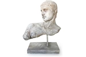 ROCKING GIFTS Figura Decorativa Busto Griego Romano Escultura Clásica Antigua de Resina con Efecto Piedra - Estatua de Dioses de la Mitología para Decoración del Hogar, Salón o Dormitorio - 28 cm