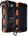 Produktbild eversource 10000mAh Solar Power Bank, Externe Akku,Solar Ladegerät,hohe kapazität, wasserdicht, stossfest mit 2 LED Solar Taschenlampe (Schwarz-Orange)