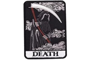 PINSTANT Tarotkarte zum Aufbügeln, bestickt, Totensense, Tarotkarte, Glückserzählung, 9,1 cm, für Kleidung