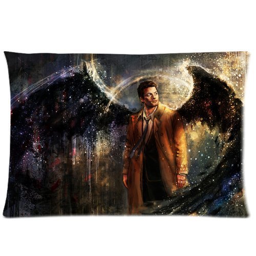 supernatural Black Angel Decorative Pillowcase Pillow Sham Queen Size Pillow Cushion Case Cover Two Sides Printed 16x24 Inches